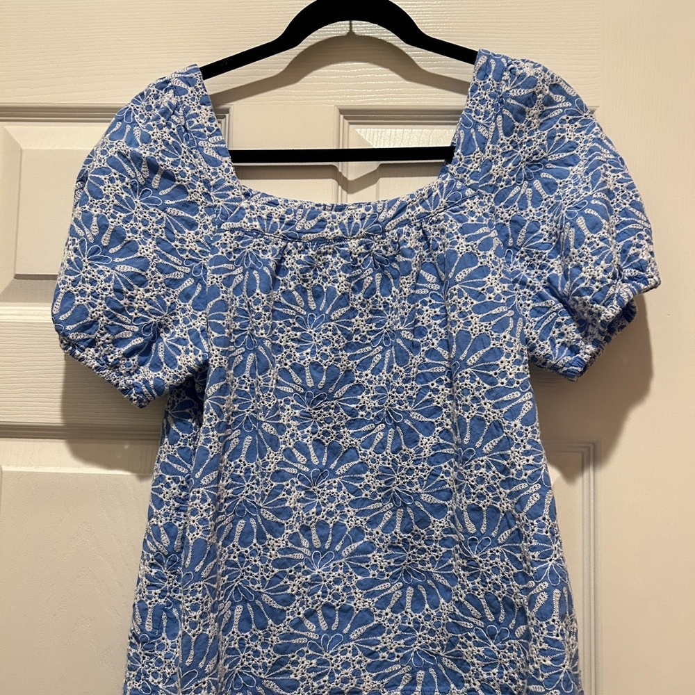 Blue Floral Lace Women's Top